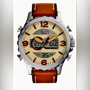 NWT Fossil Analog-Digital Brown Leather Watch
